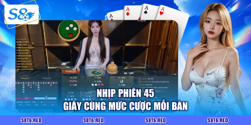 Nhịp phiên 45 giây cùng mức cược mỗi bàn